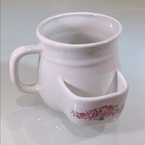 Vintage / Antique Floral White Ceramic Shaving Mug